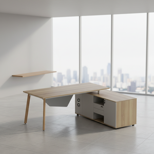 Bureau de direction avec compartiment de rangement, pieds en aluminium, moderne, durable, surface de travail pour ordinateur - Product Image 3