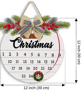 Liste de Noël Bienvenue porte signes Noël jusqu'à rond <span class=keywords><strong>calendrier</strong></span> en bois porte d'entrée pays maison murs décorés de couronnes - Product Image 2