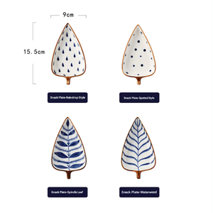 Assiette en céramique japonaise unique en forme de feuille pour <span class=keywords><strong>restaurant</strong></span> sushi assiette spéciale pour sauces fruits desserts et noix - Product Image 4