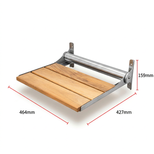 Wall Mounted Folding Shower <b>Bench</b> Teak Shower Seat Stainless Steel Fold Up Bath <b>Bench</b> <b>for</b> <b>Bathroom</b> - Product Image 4