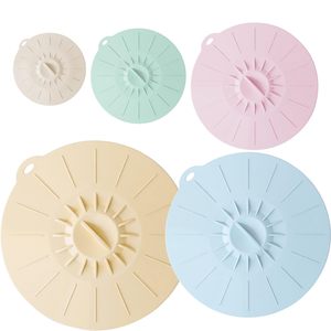 Juego de tapas de silicona de 5 tamaños, cubiertas antisalpicaduras para microondas, tapas de succión reutilizables resistentes al calor para sartenes y estufas, herramientas especiales - Product Image 1