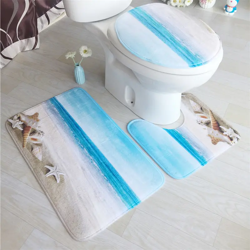 Tapis de toilette en mousseline de soie, 3 pièces, moquette de toilette, lavable, Banheiro, ensemble, tapis de cuisine antidérapant, en flanelle