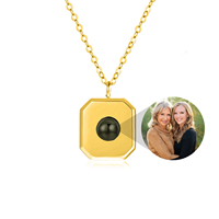 Bijoux fins Rectangle forme personnalisé Photo Projection collier cuivre femmes Photo collier