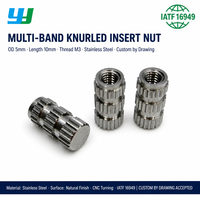 Écrou à insérer moleté multi-segments en acier inoxydable, usiné CNC, pour injection plastique, fileté, personnalisé OEM