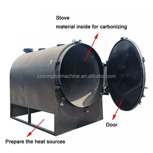 Four de carbonisation horizontal Songbai pour charbon de bois, bois, coquille de noix de coco, biomasse, capacité de 150 à 3000 kg/h pour l'industrie et l'usage domestique - Product Image 3