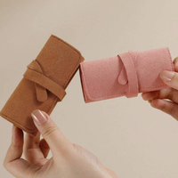 Nouvelle pochette de rangement simple pour bijoux, organiseur portable en microfibre pour boucles d'oreilles et bijoux, boîte à bijoux cadeau