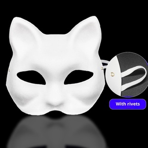 <span class=keywords><strong>Masque</strong></span> facial demi-visage en pulpe peint à la main, motifs renard et chat, style opéra <span class=keywords><strong>de</strong></span> Peking, pour enfants, à peindre soi-même, coloré - Product Image 3
