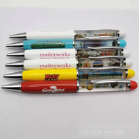 Stylos publicitaires flottants 2D personnalisés en PVC, impression couleur, pointe métallique 1,0 mm, cadeaux promotionnels fantaisie