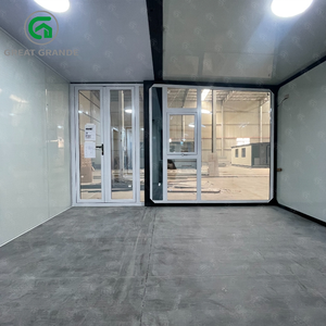 Maison <span class=keywords><strong>de</strong></span> conteneur modulaire Poste <span class=keywords><strong>de</strong></span> police avec façade en verre Club House avec mur rideau Expandbale House Remorque 20ft Commercial - Product Image 5