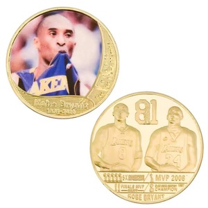 Pièces de monnaie sportives en métal en gros, commémoratives, avec impression UV, pièces de monnaie sportives dorées mettant en scène des stars du basketball avec thème logo, stock disponible - Product Image 5