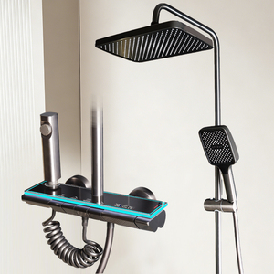Sistema de Ducha de Lujo para Baño, Montado en la Pared, Inteligente, Blanco Grisáceo, con Pantalla LED Digital, Efecto Lluvia, con Cabezal de Ducha 24JDP1 - Product Image 1