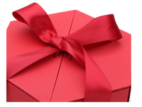 Boîte de courrier en forme hexagone rouge, personnalisée, nouveau design, en forme de roses, emballage cadeau pour la saint-valentin, pour le Stock, 50 pièces