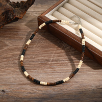 36 styles de colliers pour hommes, style bohème d'été, perles en bois, noix de coco, turquoise, perles en pierre naturelle avec fermoir en acier inoxydable
