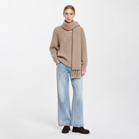 Pull en tricot fin taupe pour femme, col roulé, manches longues, fabricant sur mesure