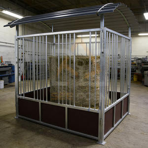 Mangeoire carrée en <span class=keywords><strong>bois</strong></span> de bambou pour chevaux, avec 12 ouvertures, toit, barrières auto-bloquantes et garantie d'un an - Product Image 1