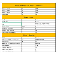 Compresseur d'air à vis diesel portable, économe en énergie, hautement efficace, pompe à air, moteur Cummins/Weichai/Yanmar 1