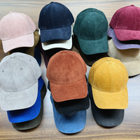 Casquette de baseball en velours côtelé à 6 panneaux, visière incurvée structurée, broderie logo personnalisé, bicolore, unisexe, ajustable, vente en gros