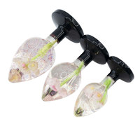 Plug anal en résine avec fleurs séchées et base en strass scintillants, 3 tailles S M L, jouet d'entraînement ergonomique pour adultes, vente en gros