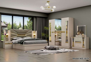 King Size Wood Bed <strong>Wardrobe</strong> <strong>Closet</strong> Sets Luxury Queen Beds Dresser Bedroom Furniture Se - Product Image 6