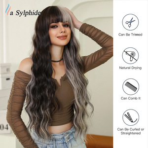 La Sylphide Long <b>Curly</b> <b>Wig</b> With Bangs Full Head Fiber Cosplay Halloween Gift - Product Image 2