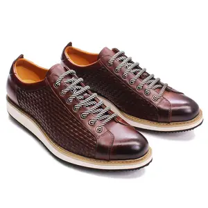 Hot Selling Lente Herfst Echt Lederen Casual Schoenen Voor Mannen Veters In Hoge Hakken Sportman Handgemaakte Loopschoenen