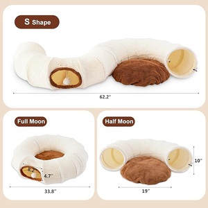 Wholesale <b>Cat</b> Tunnel Bed <b>Plush</b> Indoor Pet Cave Sleeping Nest With Washable Cushions Cute Donut Play Toys Foldable <b>Cat</b> Tunnel Bed - Product Image 6