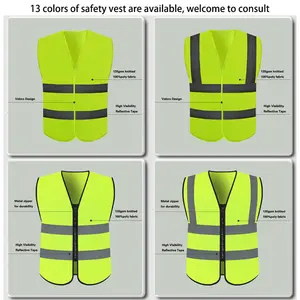 Mingrui फैक्टरी थोक कस्टम लोगो कार्यकर्ता चिंतनशील सुरक्षा बनियान Ce मानक चिंतनशील कपड़े चिंतनशील निहित 4 जेब