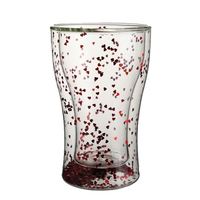 Gobelet en verre à double paroi 340ml personnalisé avec tasse en bambou empilable à paillettes poignée double couche pour café thé