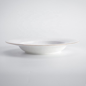 Assiette de luxe en or blanc Assiette Creuse Blanche Restaurant Hotel Assiette à soupe pour banquet de mariage - Product Image 5