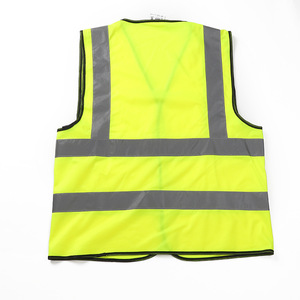 Gilet de sécurité réfléchissant fluorescent <span class=keywords><strong>pour</strong></span> travailleurs de nuit, avec poches, respirant, jaune-vert, à bas prix, sans manches - Product Image 2