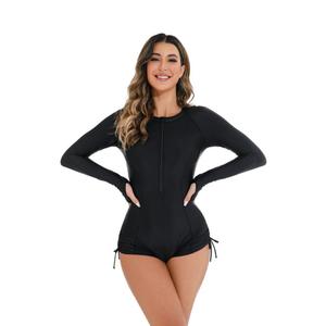 <span class=keywords><strong>Maillot</strong></span> <span class=keywords><strong>de</strong></span> <span class=keywords><strong>bain</strong></span> une pièce noir <span class=keywords><strong>de</strong></span> <span class=keywords><strong>sport</strong></span> à manches longues avec fermeture éclair, protection anti-UV, vente en gros - Product Image 2