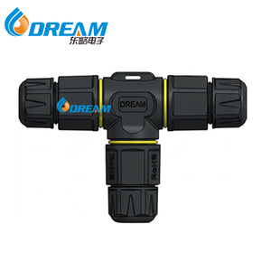 Connecteur étanche de type T DREAM conforme RoHS, prise de connexion <span class=keywords><strong>parallèle</strong></span> à 3 voies pour câble d'alimentation industriel - Product Image 1