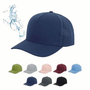 Wholesale Custom 5 Panel Cap Laser Perforated Hat High Profile Tee Holder Waterproof Baseball Cap Customize - Product Image 1