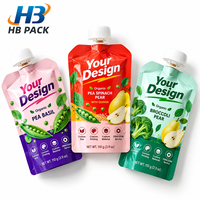 Pochettes personnalisées pour purée de bébé, pochettes souples verticales avec bouchon inviolable, pour fruits, légumes, pois, basilic, brocoli, poire, imprimées brillantes