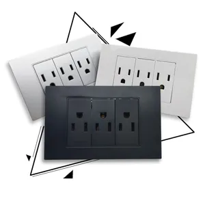 Modern style PC panel 9 pin socket For home US American standard TRIPLE 3 pin wall light socket outlet