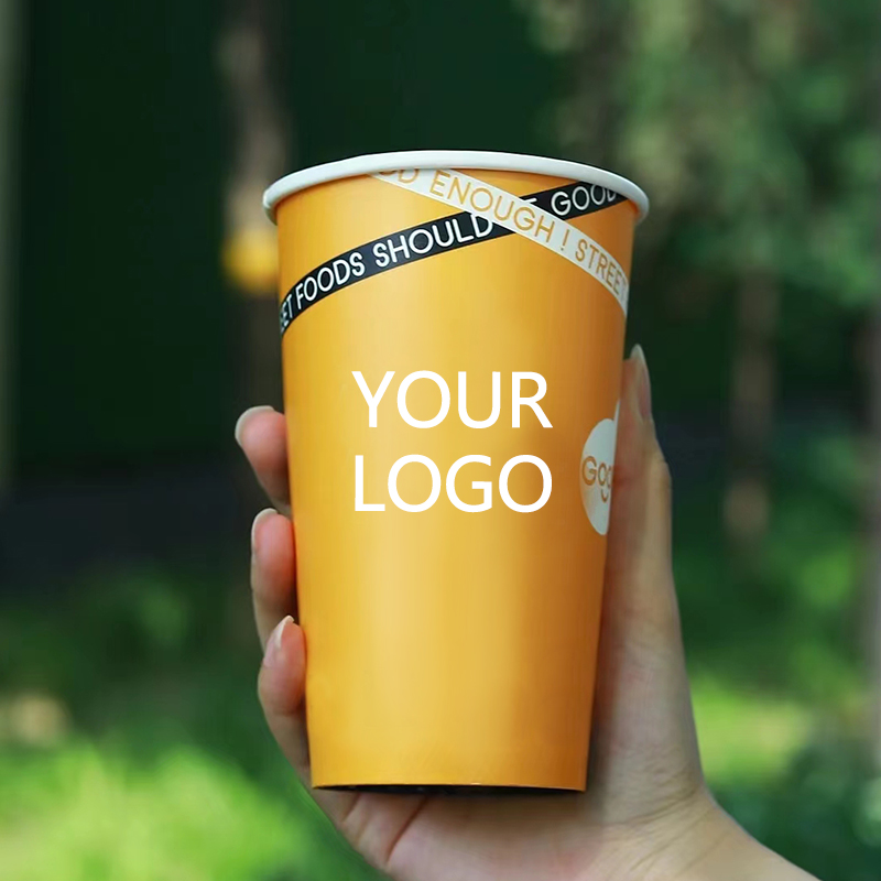 16oz 500ml Custom logo Single Wall Paper Cups Disposable Packaging Paper Kraft Paper Cup for Coffee Shop 16oz