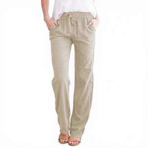 <span class=keywords><strong>Pantaloni</strong></span> Vintage da Donna in Cotone e <span class=keywords><strong>Lino</strong></span> con Coulisse, Vita Elastica, Tinta Unita, Casual, Larghi, Gamba Dritta, Traspiranti - Product Image 2