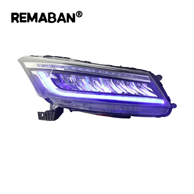 For honda accord auto front lamp with light from blue turn to white 2008-2012 full led headlamp for accord 8th headlights