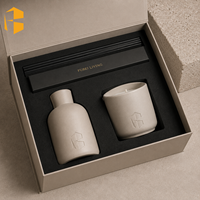 FUBEI LIVING Ensemble diffuseur de parfum et pot à bougie en céramique beige mat, parfum d'ambiance minimaliste pour la maison, pots à bougies personnalisables en gros