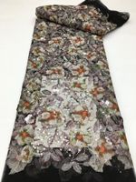 Tissu en dentelle à sequins luxueux avec tissu brodé à sequins, tissu en dentelle tulle pour robes de mariée