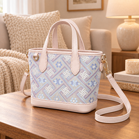 Sac fourre-tout décontracté en satin tissé à rayures brodées, inspiré du patrimoine, avec fermeture éclair, pour femme et jeune fille, mini sac traditionnel moderne avec bandoulière amovible