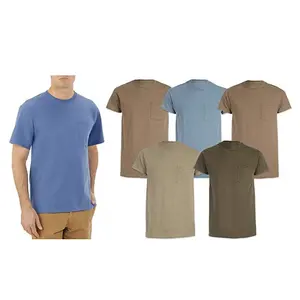 China factory wholesale clothes mens blank t shirt 100% cotton summer casual short sleeve with pocket camisetas
