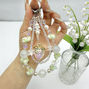 Chaîne de téléphone en cristal exquis, style multi-perles, bracelet en perles - Product Image 3