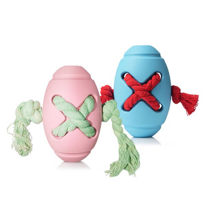 Medium Large <b>Dog</b> Rope Football Toy Natural Rubber Chew Resistant Interactive Training Pet Toy - Product Image 2