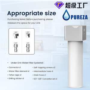 <b>Water</b> Purifier <b>Filter</b> System 36.79Cm Height Under <b>Sink</b> Faucet Connection Easy Installation Activated Carbon <b>Filter</b> - Product Image 5