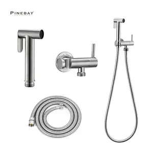 PINEBAY รายการใหม่ห้องน้ํา SUS304 มือถือโถชําระล้างสิ่งที่แนบมากับผนังทําความสะอาดโถพ่นง่ายควบคุมโถชําระล้างชุด Shattaf