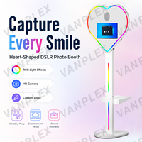 Cabina de Fotos Instantánea Profesional DSLR SLR de 15.6 Pulgadas con Carcasa de Metal de Grado Aeronáutico en Forma de Corazón, Pantalla Táctil I5 para PC y Luces RGB