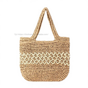 Bolso de Hombro de Cuerda de Papel Tejida de Nueva Generación con Cremallera, Poliéster, Tamaño Grande - Para Uso Diario, Ocio, Viajes, Vacaciones en la Playa, Tanjing - Product Image 1