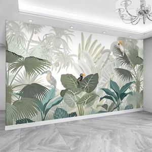 Papel Tapiz <span class=keywords><strong>de</strong></span> Hojas <span class=keywords><strong>de</strong></span> Palma Tropicales, Impermeable, Removible, Mural Botánico <span class=keywords><strong>para</strong></span> Sala <span class=keywords><strong>de</strong></span> Estar, Dormitorio, Cafetería, Restaurante - Product Image 1