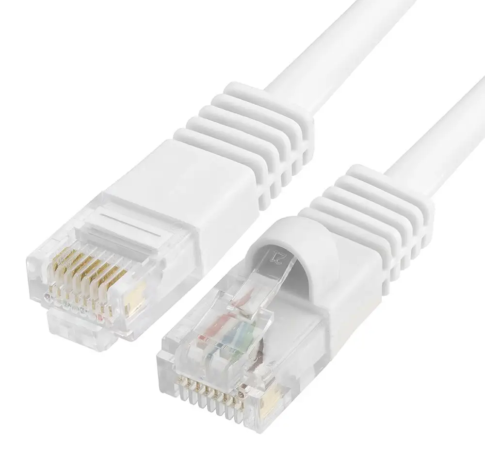 Cat6a Con 8p8c Metal Shield Lszh Cat6 Flat Patch Cord White Rj45 cat 5 Function Ethernet Network Lan Cable